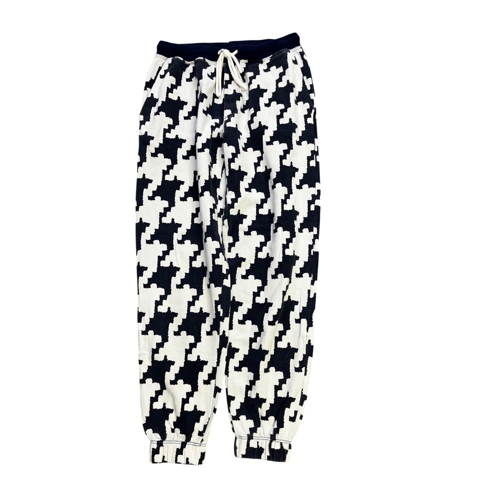 Splits59‎ Womens Houndstooth Jogger Sweatpants Navy Blue White XS Cotton USA